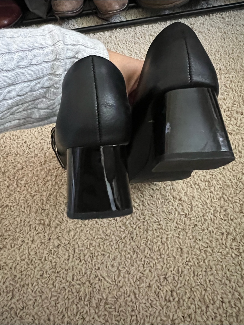Black Patent Mary Jane Block Heel Shoes with Ankle Strap  Coutgo - Picture 6 of 9